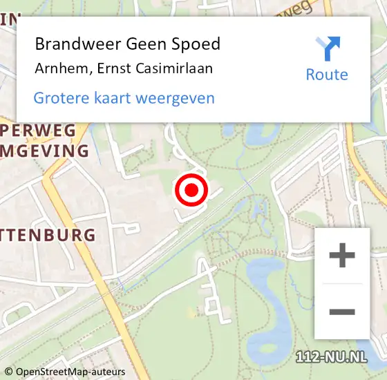 Locatie op kaart van de 112 melding: Brandweer Geen Spoed Naar Arnhem, Ernst Casimirlaan op 11 september 2020 08:34