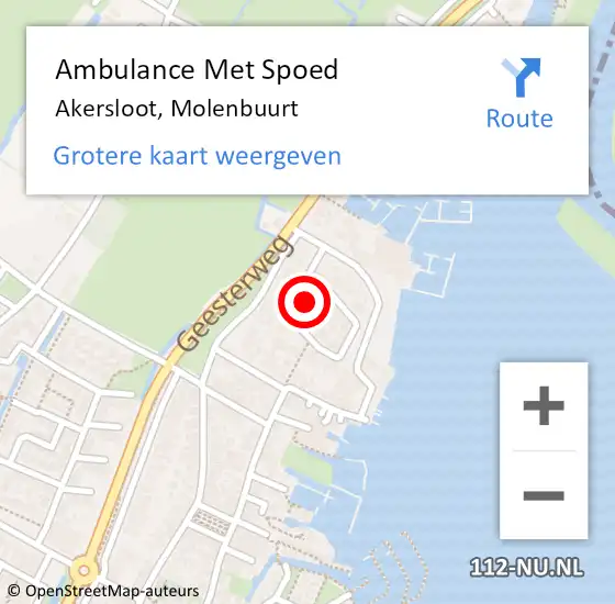 Locatie op kaart van de 112 melding: Ambulance Met Spoed Naar Akersloot, Molenbuurt op 11 september 2020 09:11