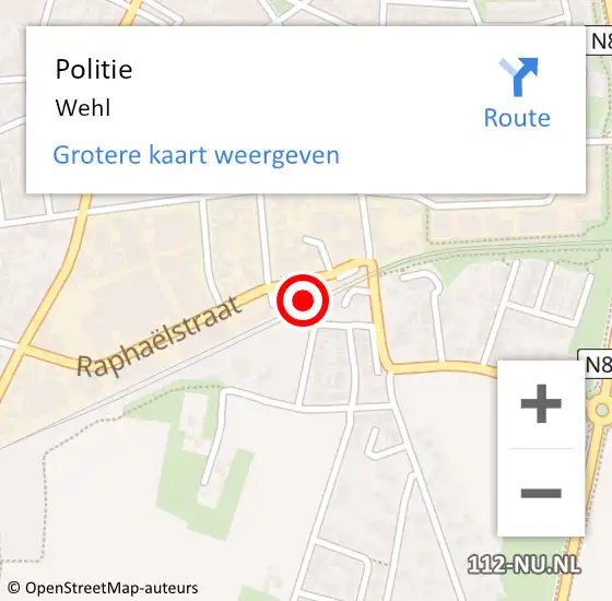 Locatie op kaart van de 112 melding: Politie Wehl op 11 september 2020 09:19