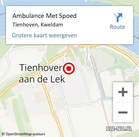 Locatie op kaart van de 112 melding: Ambulance Met Spoed Naar Tienhoven, Kweldam op 18 mei 2014 16:14