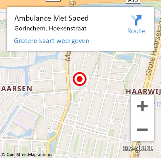 Locatie op kaart van de 112 melding: Ambulance Met Spoed Naar Gorinchem, Hoekenstraat op 11 september 2020 09:39