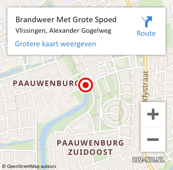 Locatie op kaart van de 112 melding: Brandweer Met Grote Spoed Naar Vlissingen, Alexander Gogelweg op 11 september 2020 10:30