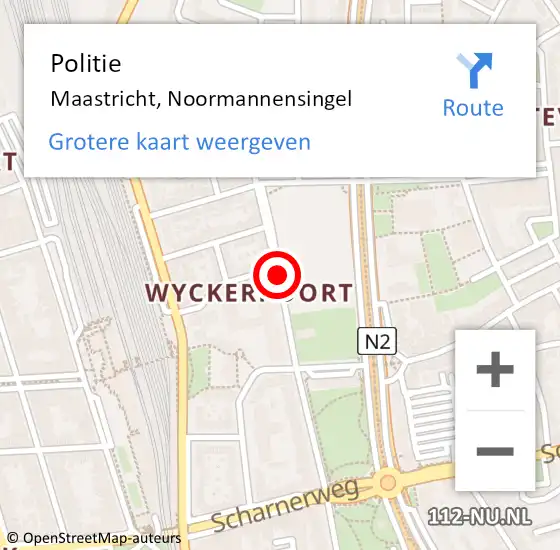 Locatie op kaart van de 112 melding: Politie Maastricht, Noormannensingel op 11 september 2020 10:44