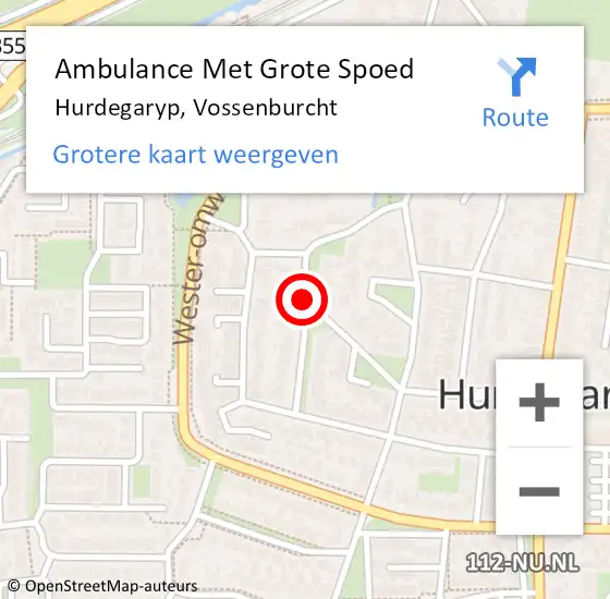 Locatie op kaart van de 112 melding: Ambulance Met Grote Spoed Naar Hurdegaryp, Vossenburcht op 11 september 2020 11:06