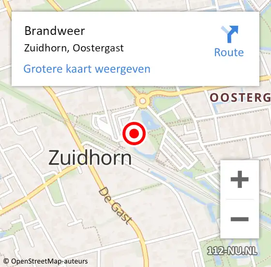 Locatie op kaart van de 112 melding: Brandweer Zuidhorn, Oostergast op 11 september 2020 11:19