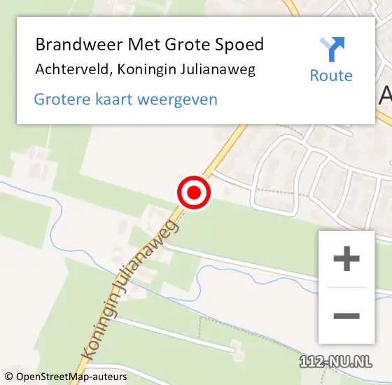 Locatie op kaart van de 112 melding: Brandweer Met Grote Spoed Naar Achterveld, Koningin Julianaweg op 11 september 2020 11:45