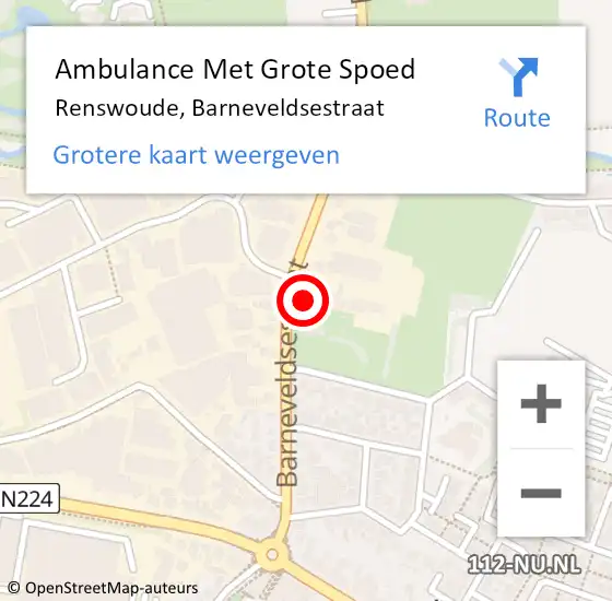 Locatie op kaart van de 112 melding: Ambulance Met Grote Spoed Naar Renswoude, Barneveldsestraat op 18 mei 2014 16:28