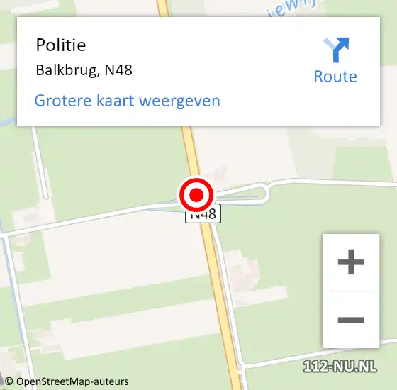 Locatie op kaart van de 112 melding: Politie Balkbrug, N48 op 11 september 2020 12:00