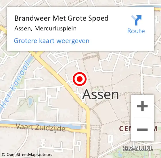 Locatie op kaart van de 112 melding: Brandweer Met Grote Spoed Naar Assen, Mercuriusplein op 11 september 2020 12:02