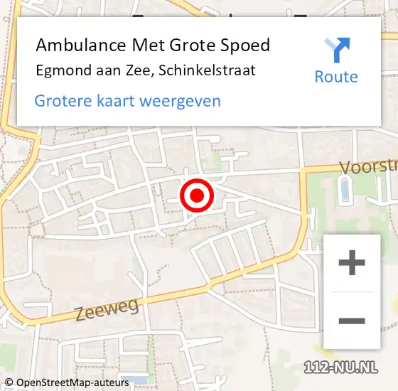 Locatie op kaart van de 112 melding: Ambulance Met Grote Spoed Naar Egmond aan Zee, Schinkelstraat op 11 september 2020 12:06