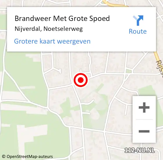 Locatie op kaart van de 112 melding: Brandweer Met Grote Spoed Naar Nijverdal, Noetselerweg op 11 september 2020 12:09