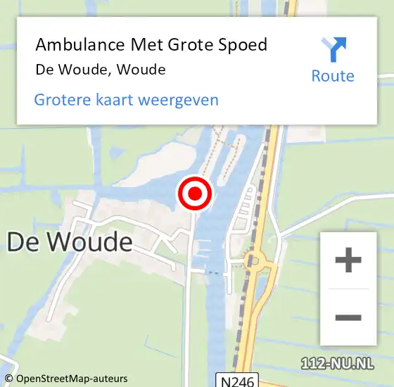 Locatie op kaart van de 112 melding: Ambulance Met Grote Spoed Naar De Woude, Woude op 18 mei 2014 16:31