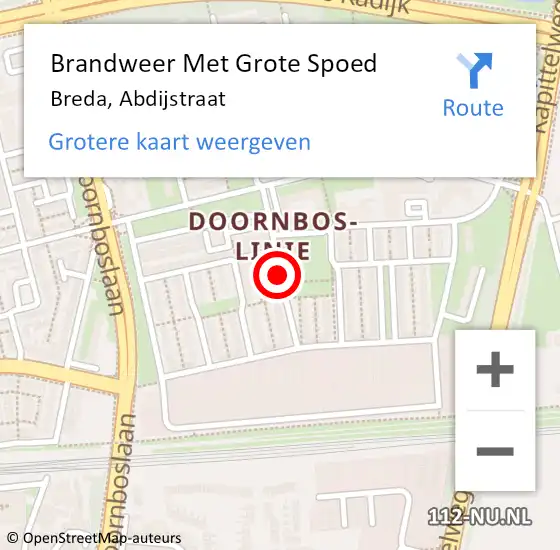 Locatie op kaart van de 112 melding: Brandweer Met Grote Spoed Naar Breda, Abdijstraat op 11 september 2020 12:22