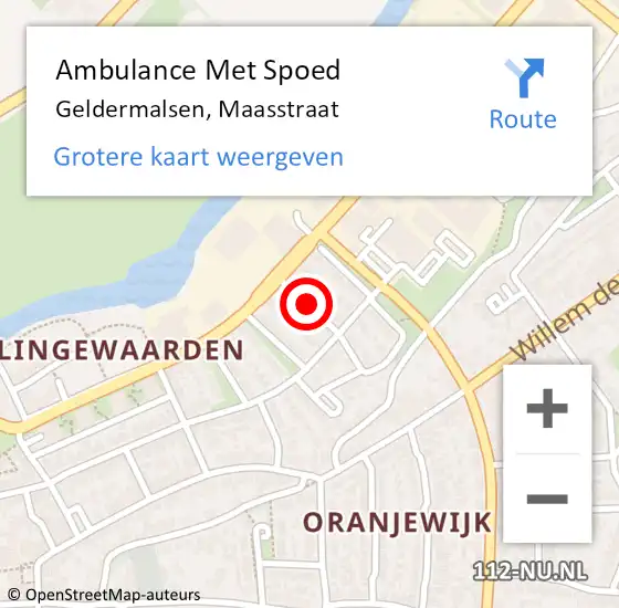 Locatie op kaart van de 112 melding: Ambulance Met Spoed Naar Geldermalsen, Maasstraat op 11 september 2020 13:42