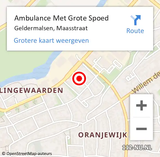 Locatie op kaart van de 112 melding: Ambulance Met Grote Spoed Naar Geldermalsen, Maasstraat op 11 september 2020 13:48