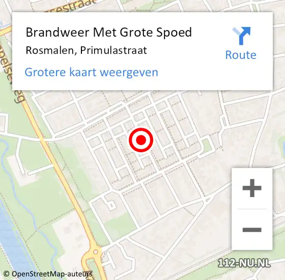 Locatie op kaart van de 112 melding: Brandweer Met Grote Spoed Naar Rosmalen, Primulastraat op 11 september 2020 14:31