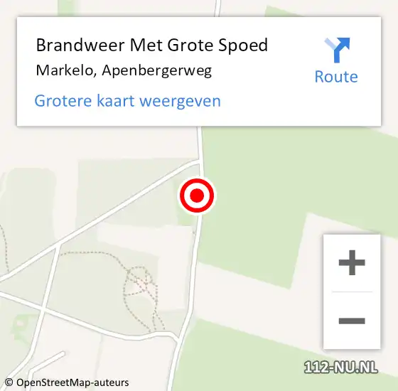 Locatie op kaart van de 112 melding: Brandweer Met Grote Spoed Naar Markelo, Apenbergerweg op 11 september 2020 14:35