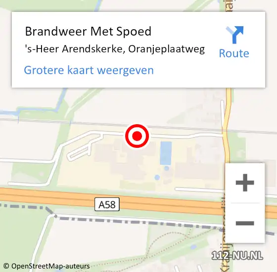 Locatie op kaart van de 112 melding: Brandweer Met Spoed Naar 's-Heer Arendskerke, Oranjeplaatweg op 11 september 2020 14:48