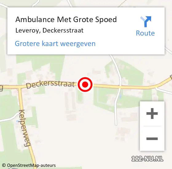 Locatie op kaart van de 112 melding: Ambulance Met Grote Spoed Naar Leveroy, Deckersstraat op 11 september 2020 15:03