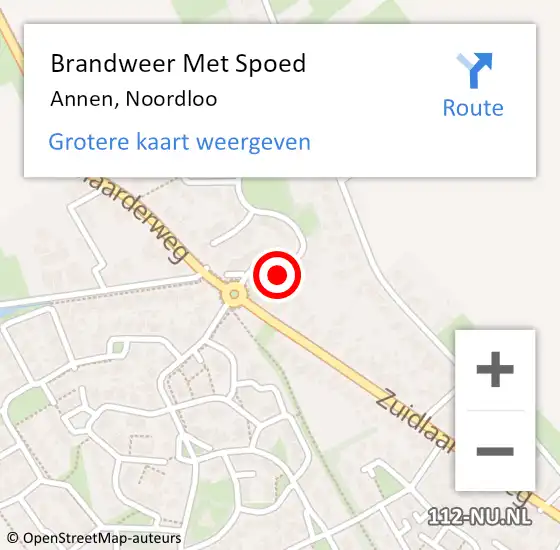 Locatie op kaart van de 112 melding: Brandweer Met Spoed Naar Annen, Noordloo op 18 mei 2014 16:53