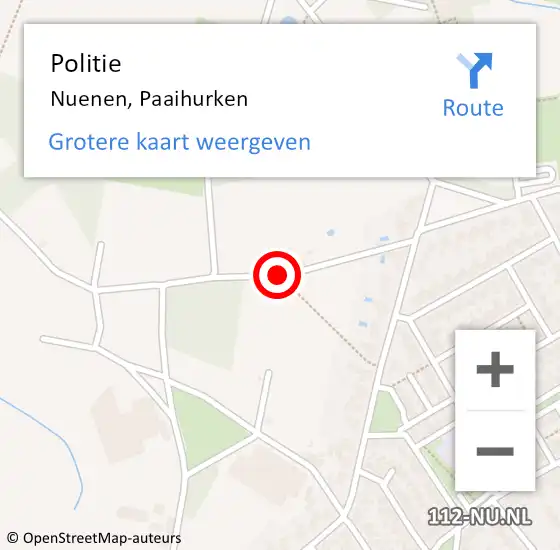 Locatie op kaart van de 112 melding: Politie Nuenen, Paaihurken op 11 september 2020 15:48