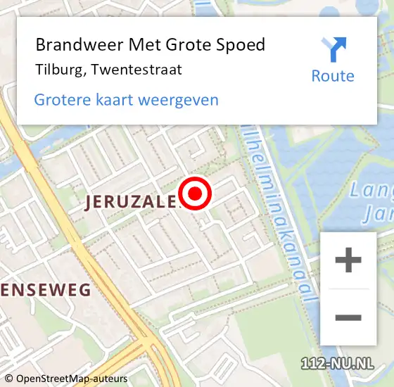 Locatie op kaart van de 112 melding: Brandweer Met Grote Spoed Naar Tilburg, Twentestraat op 11 september 2020 18:57