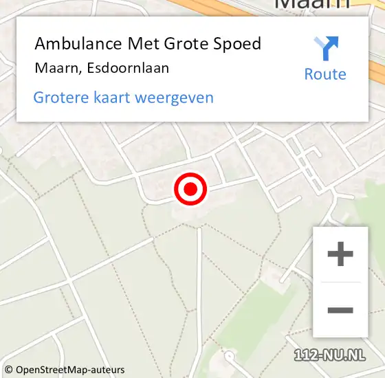 Locatie op kaart van de 112 melding: Ambulance Met Grote Spoed Naar Maarn, Esdoornlaan op 18 mei 2014 17:24