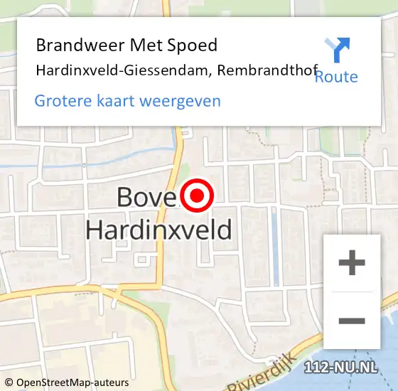 Locatie op kaart van de 112 melding: Brandweer Met Spoed Naar Hardinxveld-Giessendam, Rembrandthof op 11 september 2020 20:45