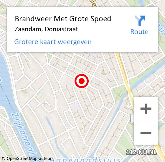 Locatie op kaart van de 112 melding: Brandweer Met Grote Spoed Naar Zaandam, Doniastraat op 11 september 2020 21:00