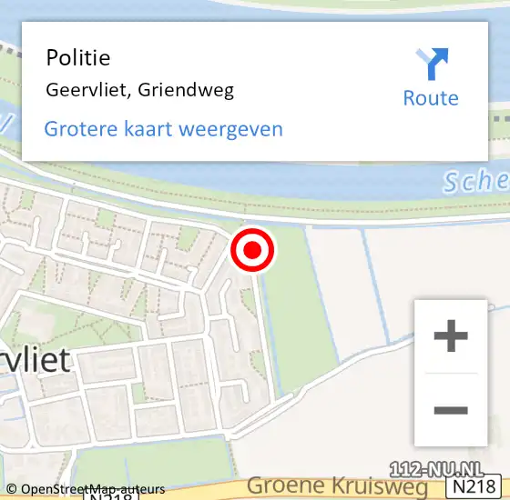 Locatie op kaart van de 112 melding: Politie Geervliet, Griendweg op 11 september 2020 21:06