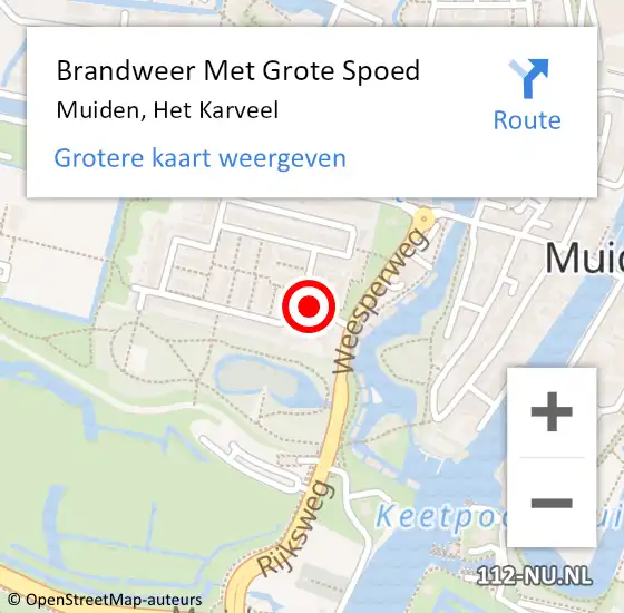 Locatie op kaart van de 112 melding: Brandweer Met Grote Spoed Naar Muiden, Het Karveel op 11 september 2020 22:10