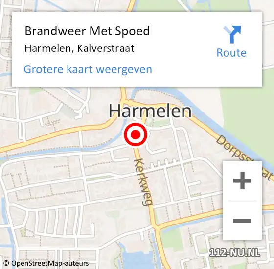 Locatie op kaart van de 112 melding: Brandweer Met Spoed Naar Harmelen, Kalverstraat op 12 september 2020 01:01