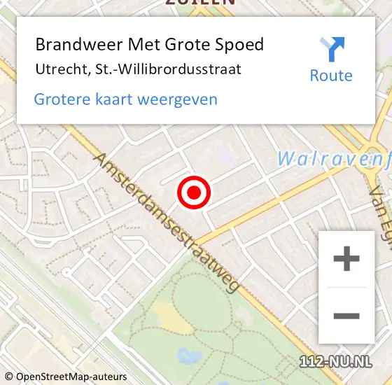 Locatie op kaart van de 112 melding: Brandweer Met Grote Spoed Naar Utrecht, St.-Willibrordusstraat op 12 september 2020 06:16