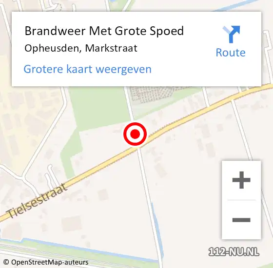 Locatie op kaart van de 112 melding: Brandweer Met Grote Spoed Naar Opheusden, Markstraat op 12 september 2020 06:48