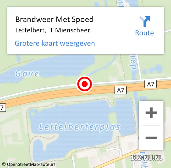 Locatie op kaart van de 112 melding: Brandweer Met Spoed Naar Lettelbert, 'T Mienscheer op 12 september 2020 08:33