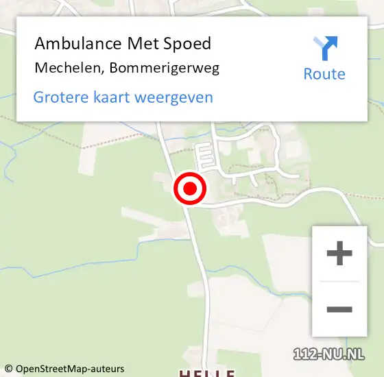 Locatie op kaart van de 112 melding: Ambulance Met Spoed Naar Mechelen, Bommerigerweg op 18 mei 2014 18:16