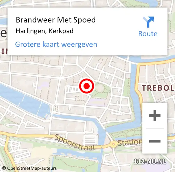 Locatie op kaart van de 112 melding: Brandweer Met Spoed Naar Harlingen, Kerkpad op 18 mei 2014 18:21