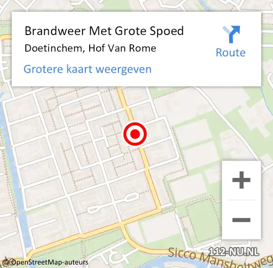 Locatie op kaart van de 112 melding: Brandweer Met Grote Spoed Naar Doetinchem, Hof Van Rome op 12 september 2020 10:01