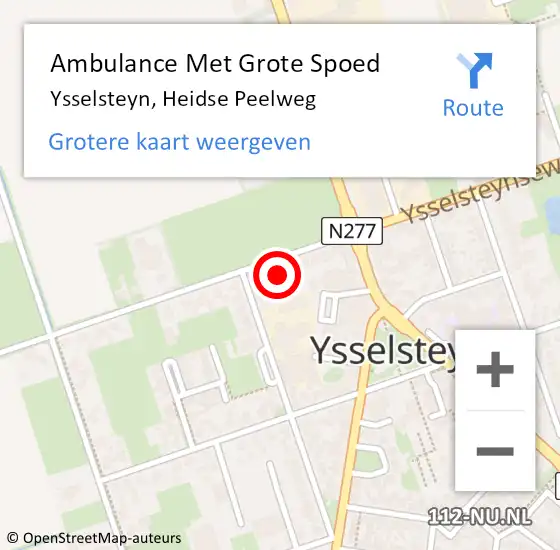 Locatie op kaart van de 112 melding: Ambulance Met Grote Spoed Naar Ysselsteyn, Heidse Peelweg op 18 mei 2014 18:22