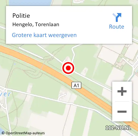 Locatie op kaart van de 112 melding: Politie Hengelo, Torenlaan op 12 september 2020 10:20