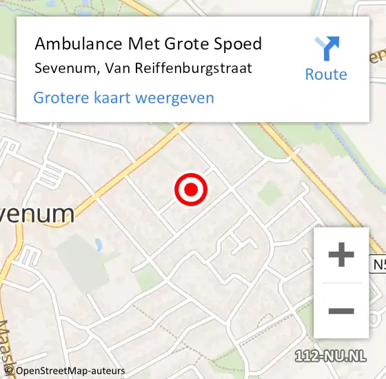 Locatie op kaart van de 112 melding: Ambulance Met Grote Spoed Naar Sevenum, Van Reiffenburgstraat op 18 mei 2014 18:26