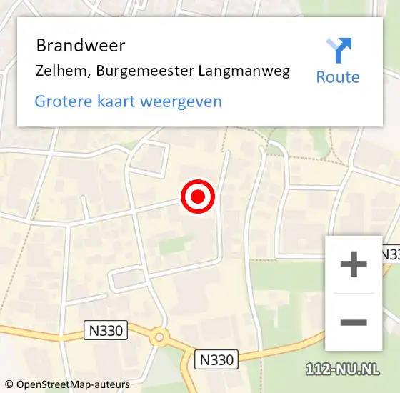 Locatie op kaart van de 112 melding: Brandweer Zelhem, Burgemeester Langmanweg op 12 september 2020 12:10