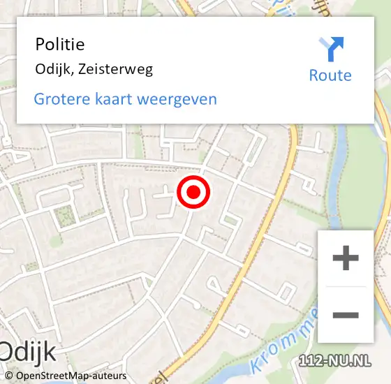 Locatie op kaart van de 112 melding: Politie Odijk, Zeisterweg op 12 september 2020 12:42