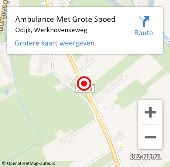 Locatie op kaart van de 112 melding: Ambulance Met Grote Spoed Naar Odijk, Werkhovenseweg op 12 september 2020 12:42