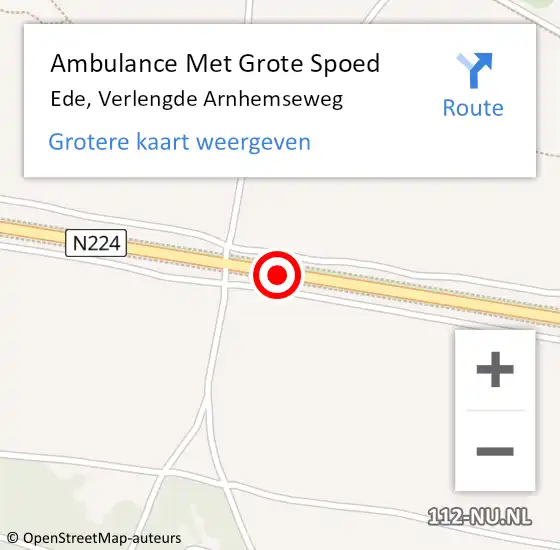 Locatie op kaart van de 112 melding: Ambulance Met Grote Spoed Naar Ede, Verlengde Arnhemseweg op 12 september 2020 13:27