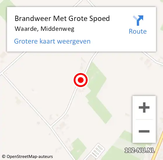 Locatie op kaart van de 112 melding: Brandweer Met Grote Spoed Naar Waarde, Middenweg op 12 september 2020 14:02