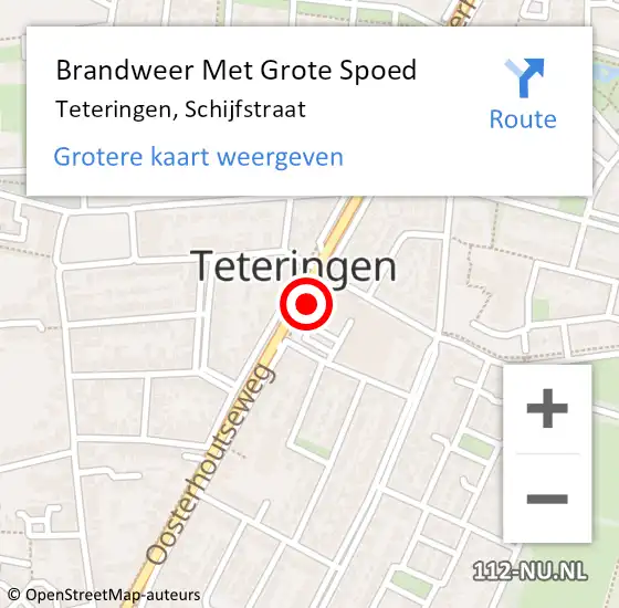 Locatie op kaart van de 112 melding: Brandweer Met Grote Spoed Naar Teteringen, Schijfstraat op 12 september 2020 14:07