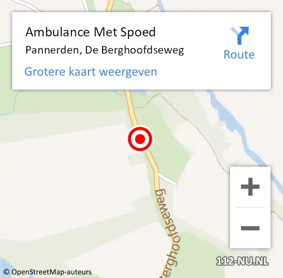 Locatie op kaart van de 112 melding: Ambulance Met Spoed Naar Pannerden, De Berghoofdseweg op 12 september 2020 14:09