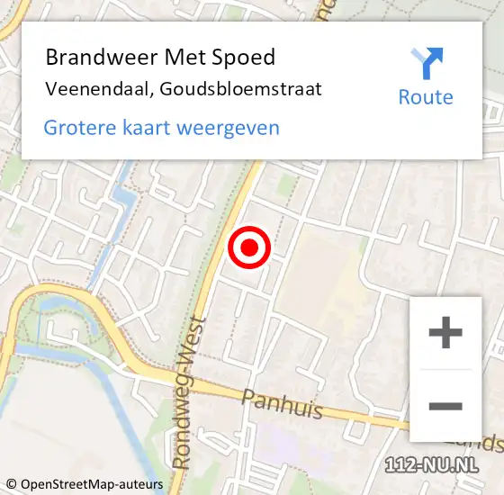 Locatie op kaart van de 112 melding: Brandweer Met Spoed Naar Veenendaal, Goudsbloemstraat op 12 september 2020 14:39