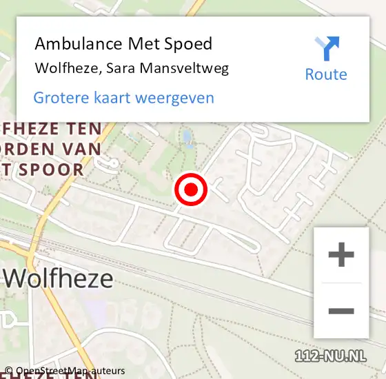 Locatie op kaart van de 112 melding: Ambulance Met Spoed Naar Wolfheze, Sara Mansveltweg op 12 september 2020 16:37